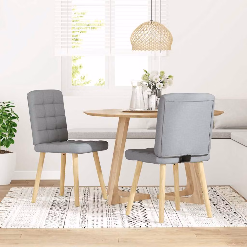 vidaXL Sedie da Pranzo 2 pz Grigio Chiaro in Tessuto