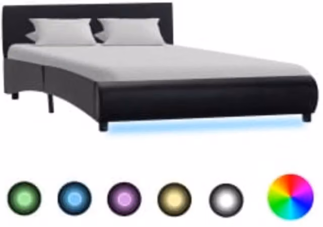 Giroletto con LED Nero in Similpelle 140x200 cm 285483