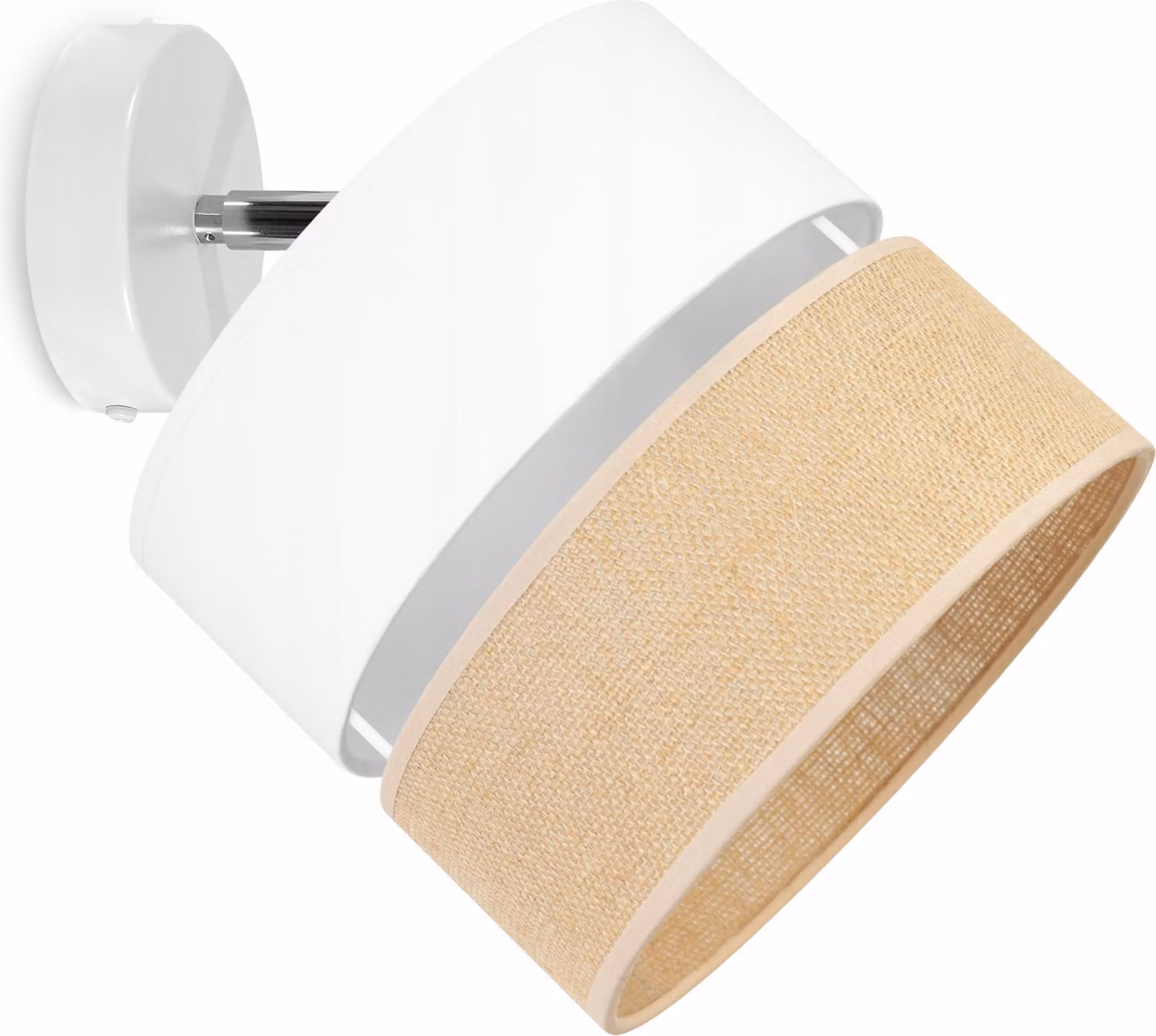 Light-Home Juta lampade da soffitto - Metallo e tessuto - Lampade da parete 1 lampadina 20 cm - Base bianca e juta e bianco