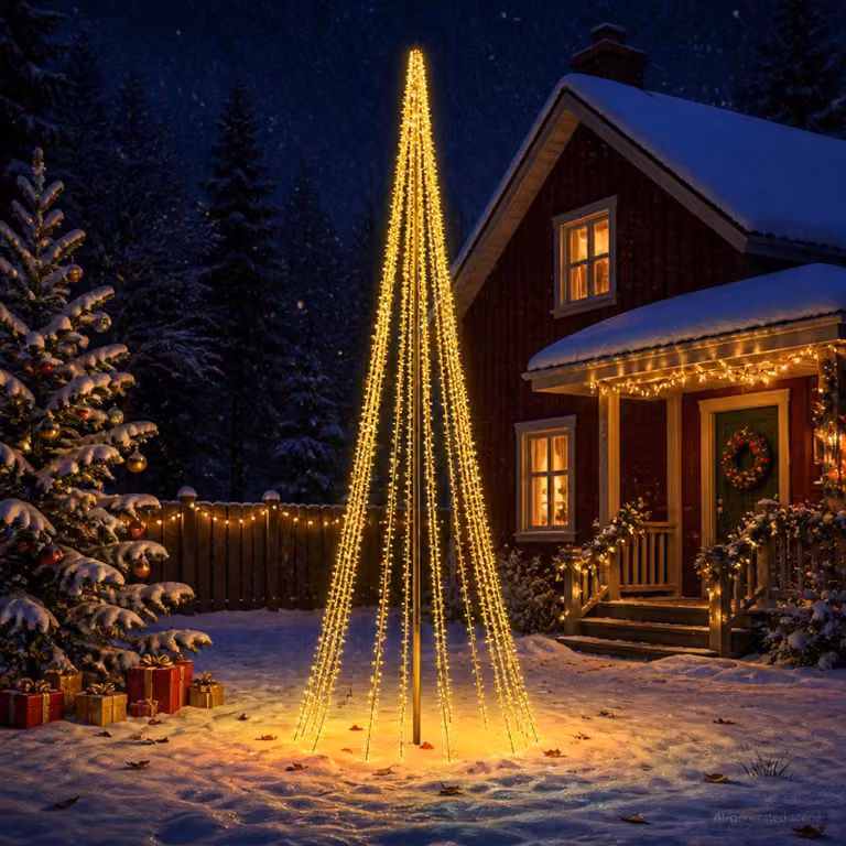 vidaXL Albero di Natale LED 485 cm 3000 LED Bianco caldo Acciaio Nero