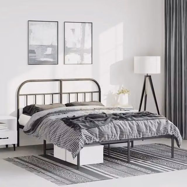 Giroletto con Testiera in Metallo Nero 150x200 cm 353637