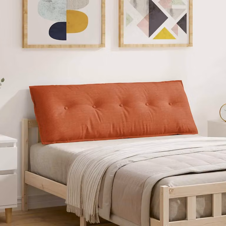 Cuscino per schiena vidaXL in velluto a coste rosso arancio L 140 cm x P 50 cm