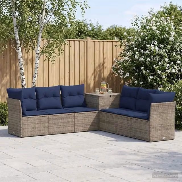 Set di divani 7 pz Grigio e Blu Navy 234 x 234 x 85 cm 3448765
