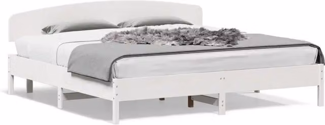 Letto matrimoniale | Letto per adulti | Giroletto senza Materasso Bianco 200x200 cm Legno Massello Pino