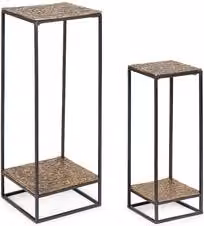 Set di tavolini bassi MYSORE Bizzotto con top incastrabili in stile moderno, colore oro e struttura in metallo