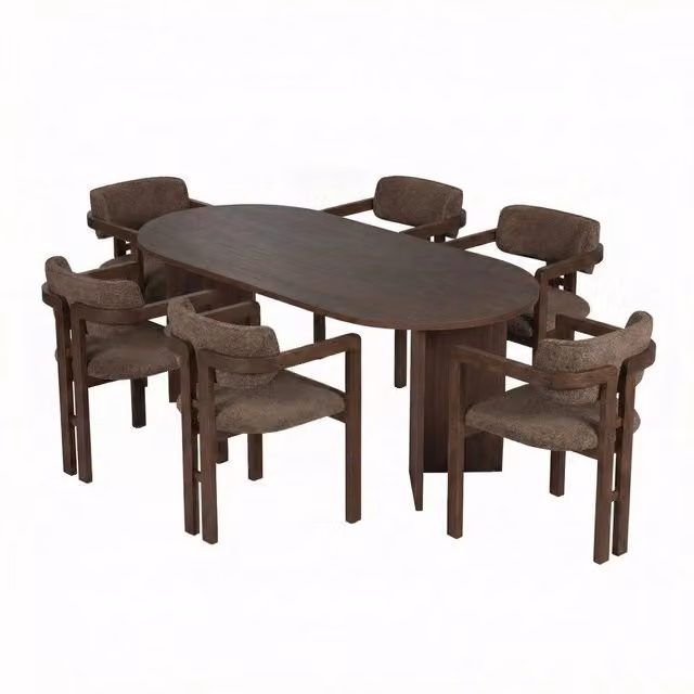 Set tavolo e sedie HANAH HOME in legno di faggio, 7 pezzi, Marrone, L/P/H: 180 x 90 x 75 cm – 1