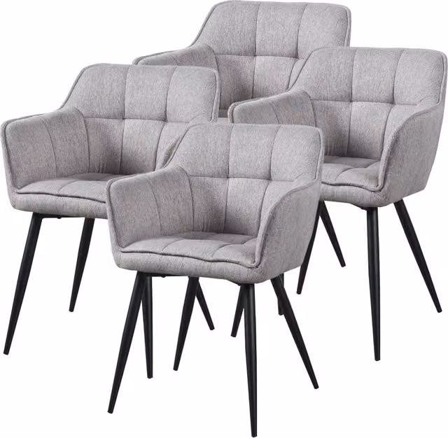 Set di 4 Sedie per Sala Pranzo Birmingham in Tessuto Grigio [en.casa]