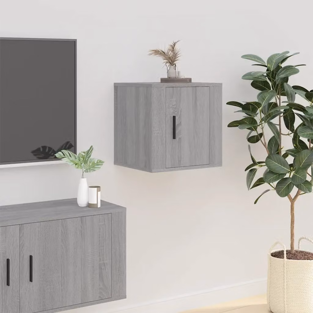 vidaXL Mobile Porta TV a Parete Grigio, L 40 cm x P 34,5 cm x H 40 cm