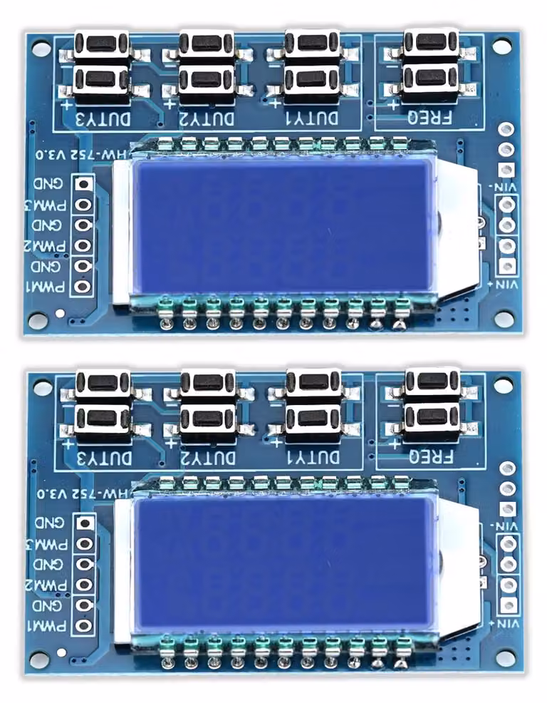 Generatore di impulsi a 3 canali, 2 unità, frequenza da 1 Hz a 150 kHz, display LCD, regolabile
