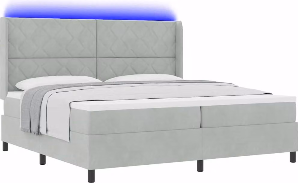 SYFAX™ Letto a molle con materasso Grigio chiaro 200 x 200 cm Velluto