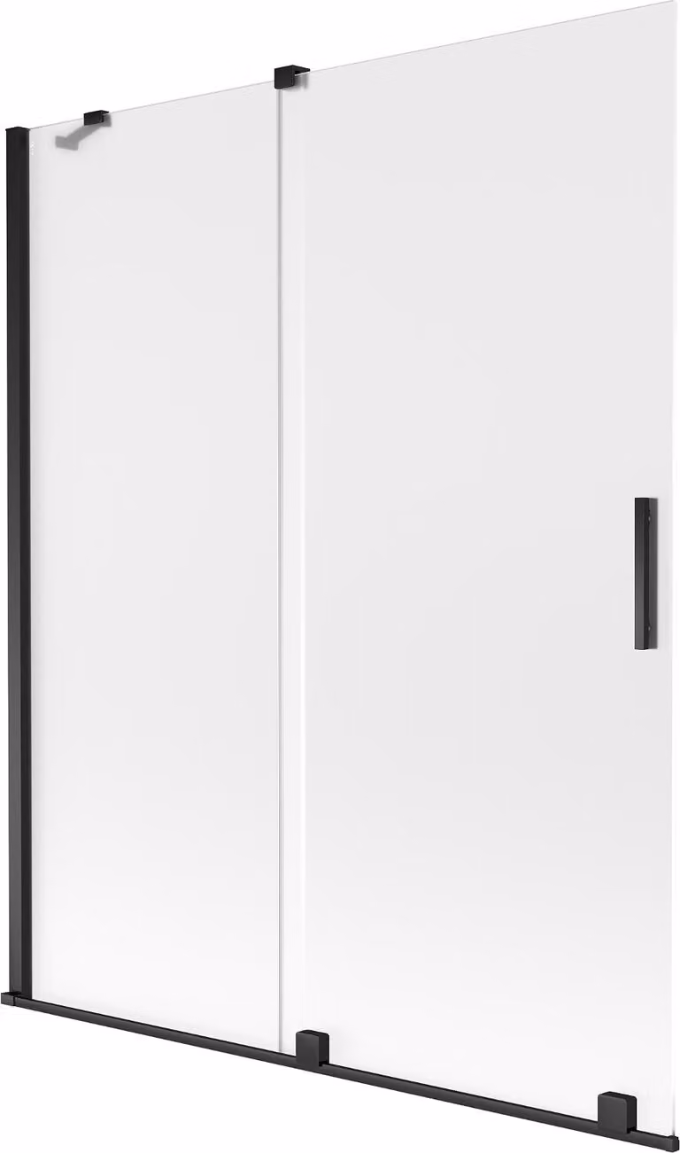 Mexen Velar paratia vasca da bagno a 2 ante scorrevole 140 x 150 cm, opaco, nero - 896-140-000-31-70