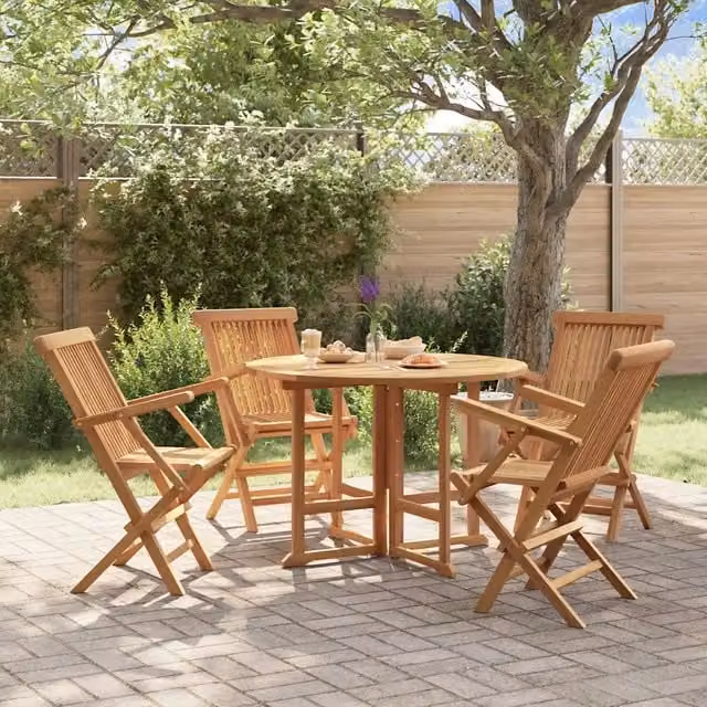 Set da Pranzo Pieghevole per Esterni 5pz Legno Massello di Teak 3096572