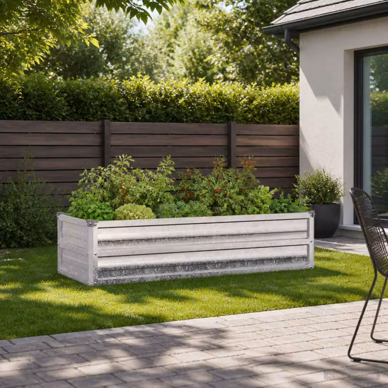 Letto rialzato da giardino vidaXL in acciaio zincato Argento L: 100 cm, P: 40 cm, H: 24 cm