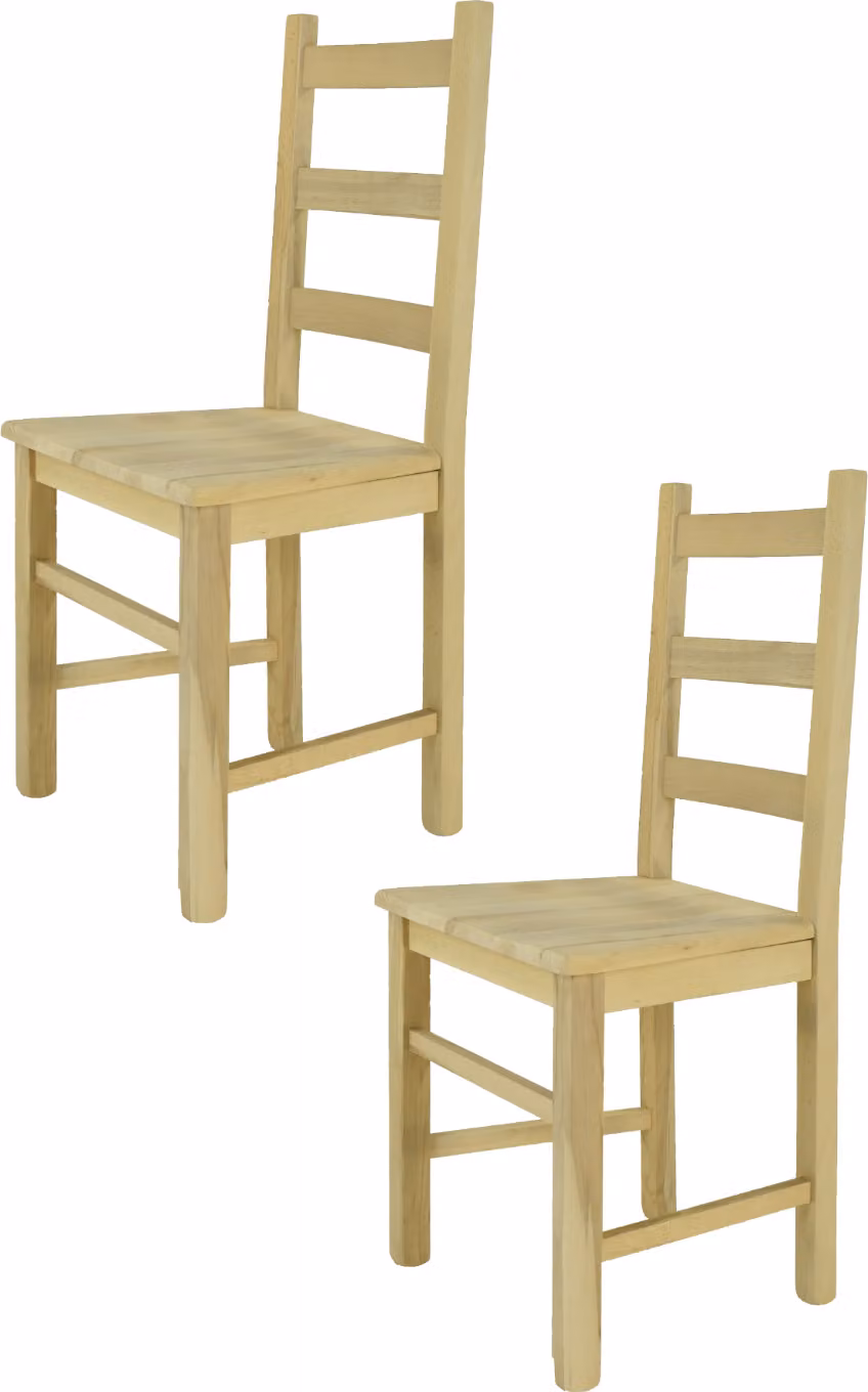 t m c s Tommychairs - Set di 2 sedie RUSTICA per cucina e sala da pranzo, struttura robusta in legno di faggio lucidato, non trattato e naturale al 100%, seduta in legno lucidato