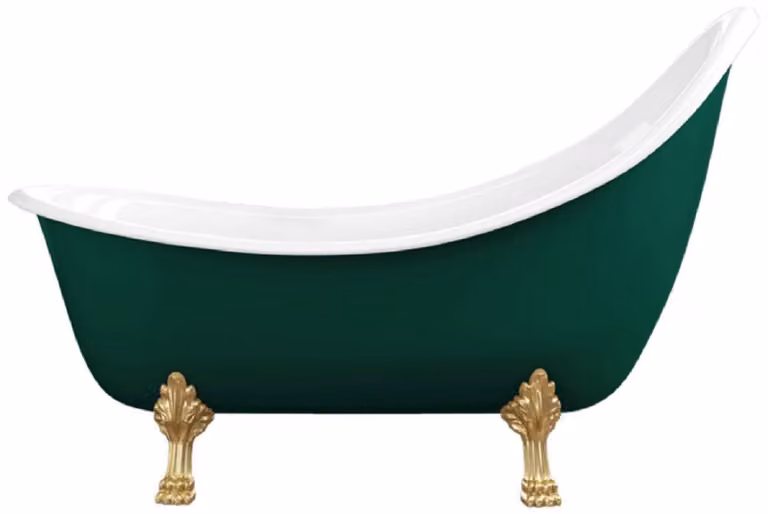 Casa Padrino Vasca da bagno liberty verde scuro / bianco / oro 180 cm - Vasca da bagno freestanding in stile retrò