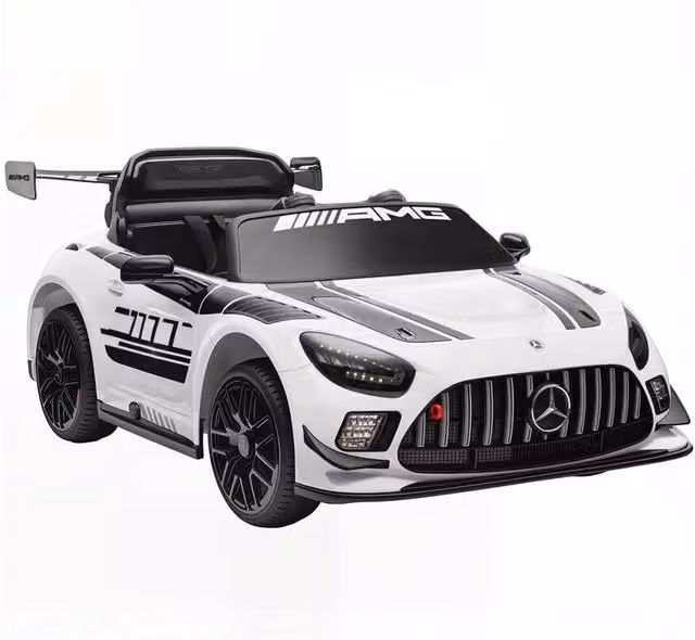 AUTO ELETTRICA BAMBINI 3-8 ANNI MERCEDES-AMG 12V CON TELECOMANDO, LUCI LED, ROTELLE DI TRASPORTO, BIANCO