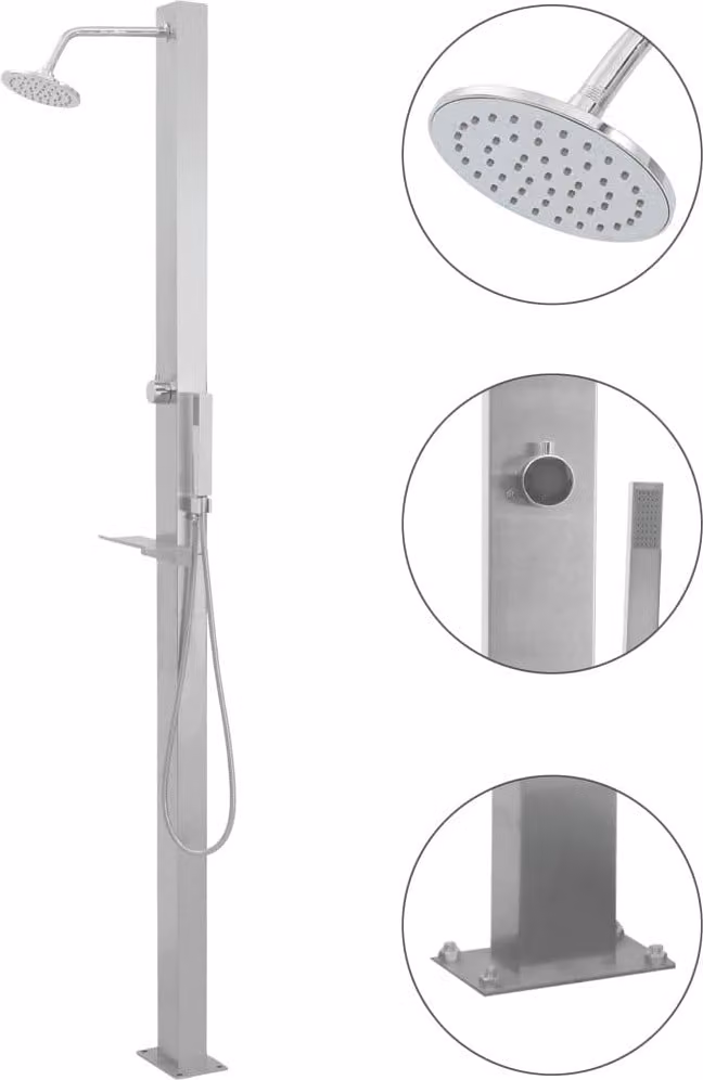 Maison Exclusive doccia da giardino in acciaio inox diritta