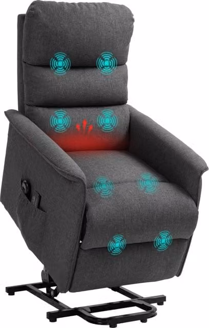 Poltrona Alzapersona Elettrica Massaggiante con Riscaldamento ¨C Minimal ¨C Grigio