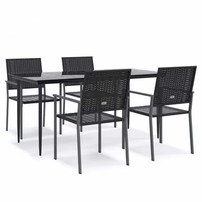 Set da Pranzo da Giardino 5 pz in Polyrattan e Acciaio