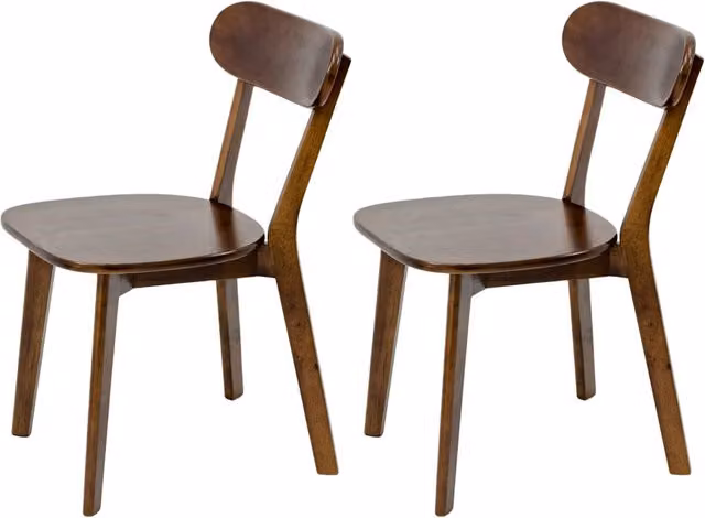 Sedie da pranzo in legno massiccio 2 pezzi con schienale ergonomico e piedini regolabili stile mid century noce