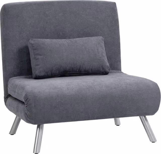 Poltrona letto 1 posto con schienale regolabile e cuscino ¨C Zephmum ¨C Grigio scuro