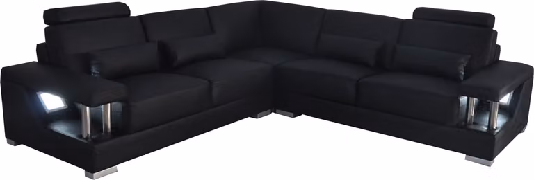 Ledersofa Couch Wohnlandschaft Eck Garnitur Design Modern Sofa L-Form LED USB