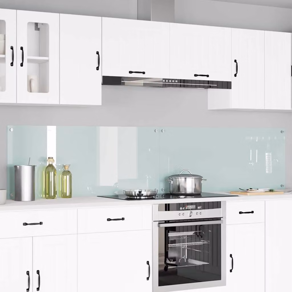 Set di 2 schienali da cucina vidaXL in vetro temperato bianco, L: 120 cm, P: 50 cm