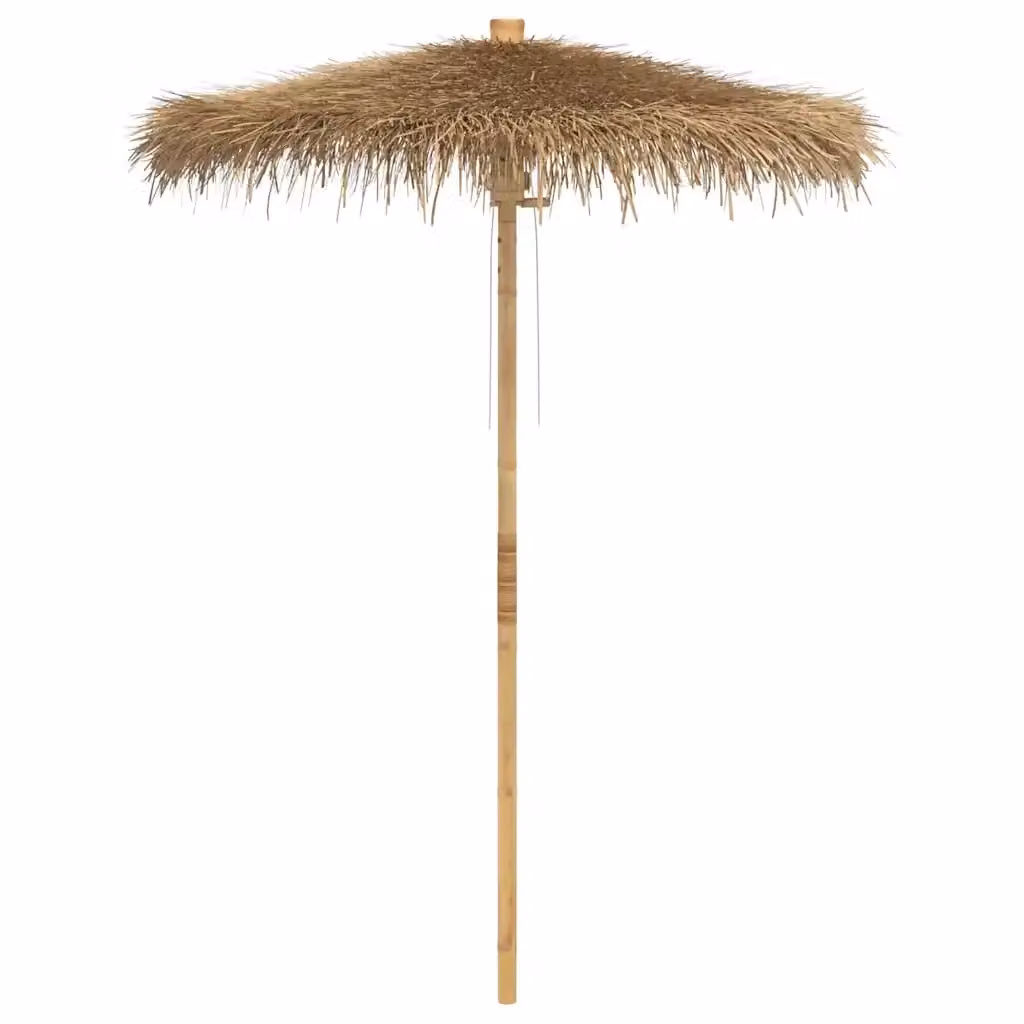 Ombrello da spiaggia Tiki con baldacchino a foglia di banana in legno marrone, diametro 180 cm – 2