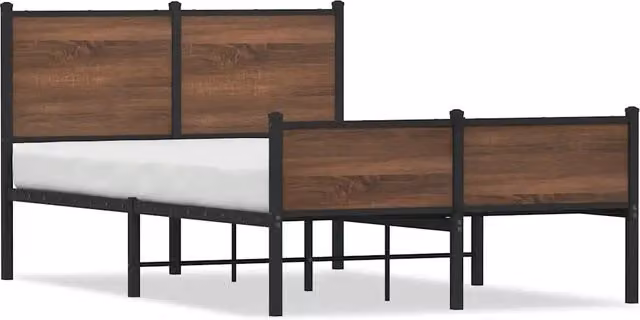 Letto matrimoniale in metallo color marrone con struttura a doghe fisse L/P: 120 x 200 cm