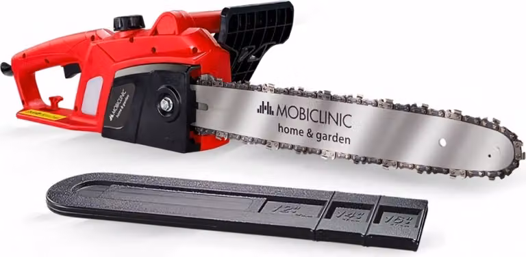 Mobiclinic, Motosega elettrica, A filo, 1800 W, Lunghezza di taglio 40 cm, Include copertura, Con impugnatura, Velocità 13 m/s, Indicatore livello olio fino a 120 ml