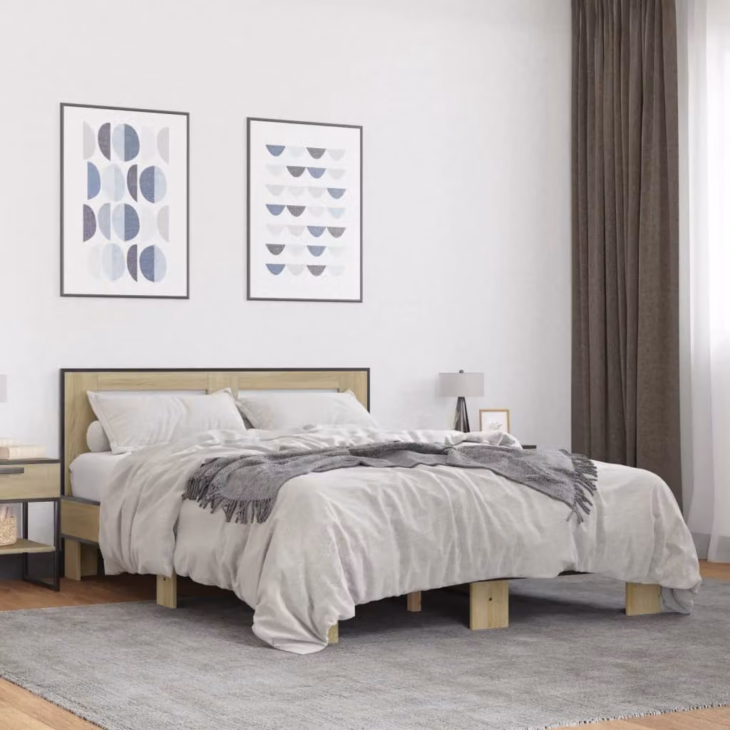 Giroletto vidaXL in Rovere Sonoma e Metallo, L 140 cm x P 200 cm
