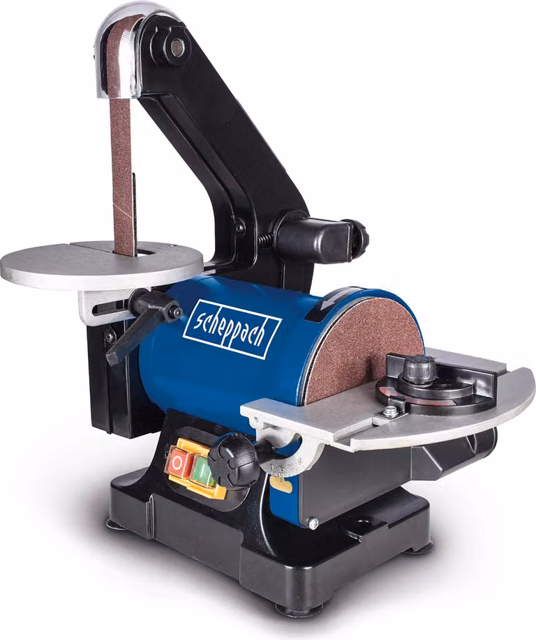 Scheppach BTS700 levigatrice a nastro | levigatrice a disco | 250W | 762x25,4mm | disco abrasivoØ 125mm | tavolo regolabile 90°-45° | velocità 816m/mi