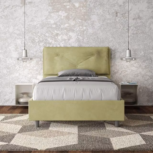 Letto una piazza e mezza Appia Large Ityhome con rete imbottita in microfibra colore tè verde L 130 cm x P 200 cm