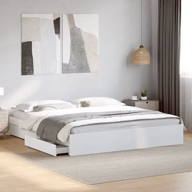 Giroletto con cassetti vidaXL in legno bianco L/P: 180 x 200 cm