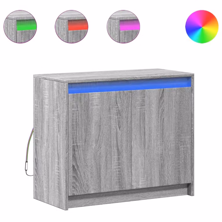 Credenza con LED Grigio Sonoma 72x34x61 cm in Legno Multistrato