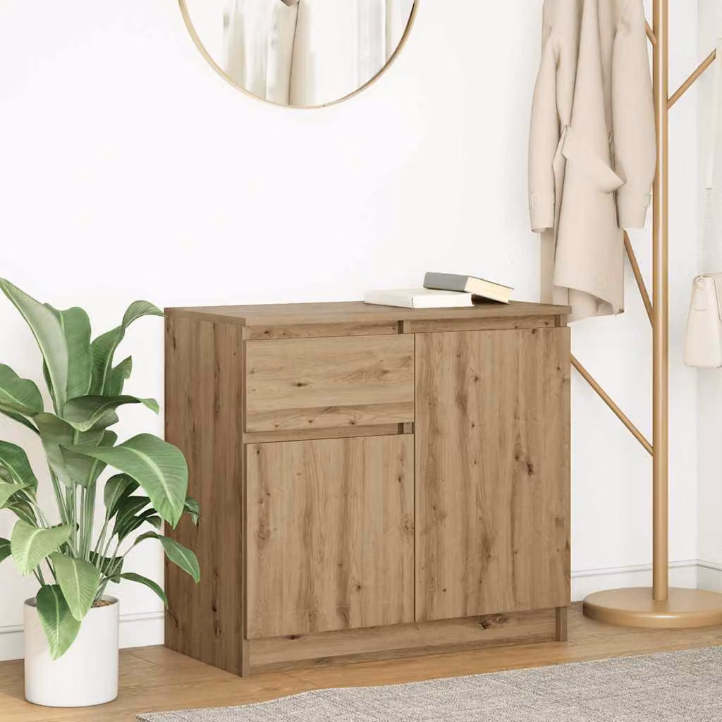 Credenza con cassetto vidaXL in stile moderno, colore rovere, L: 71 cm, P: 35 cm, H: 65 cm