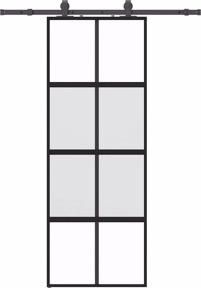 Porta Scorrevole Set Ferramenta Nera 76x205 cm Vetro Temperato
