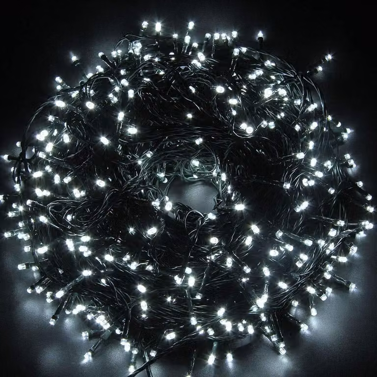 Catena luminosa a LED, 500 LED bianchi freddi, 50 metri, 8 modalità, timer, grado di protezione IP44