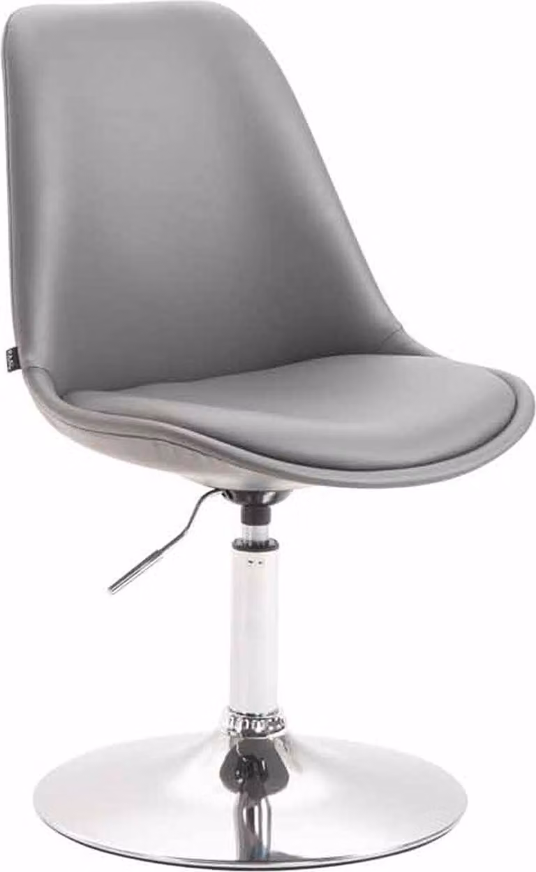 Sedia da pranzo in Pelle finta - Sedia moderna - Regolabile in altezza e girevole a 360° | Colore: Grigio | Colore base: Cromo