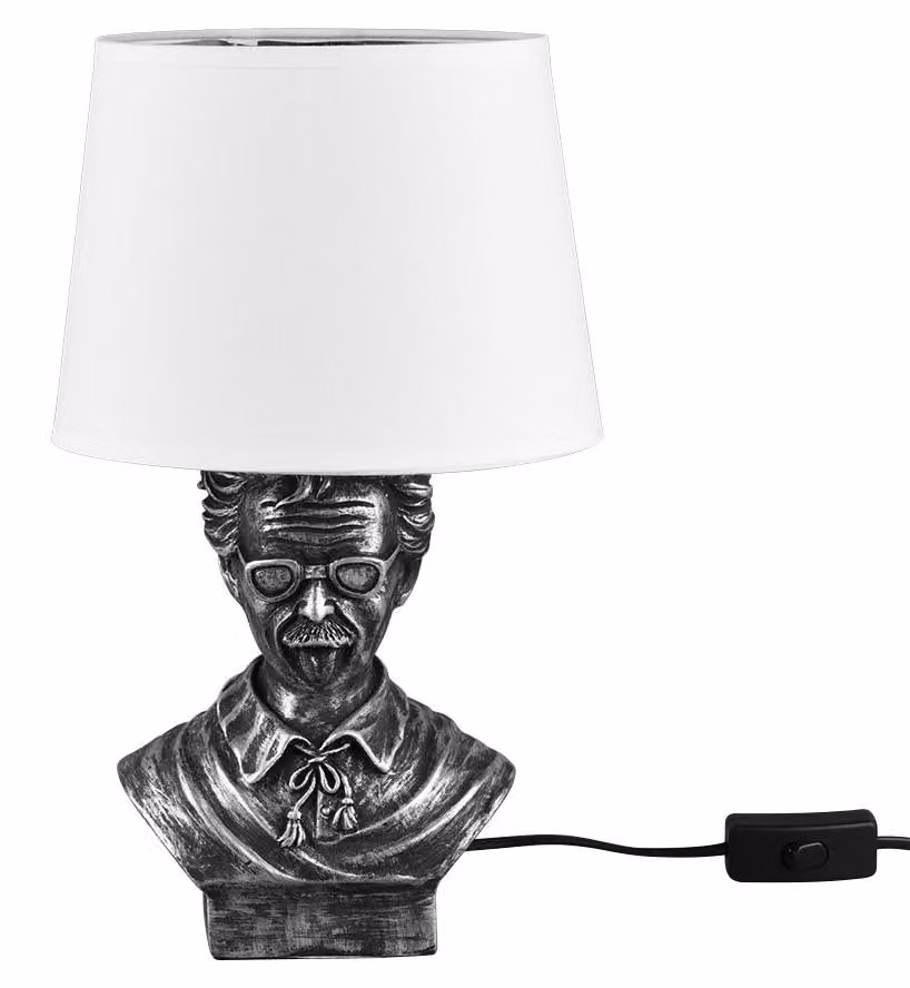 Lampada da tavolo, Vetroceramica, argento, tessuto, bianco, H 36 cm