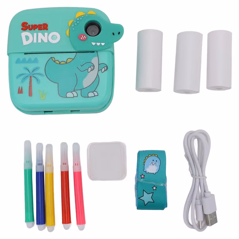 Fotocamera istantanea da 24 MP con risoluzione HD 1080p, doppio obiettivo VGA anteriore e posteriore, schermo da 2,4 pollici con grafica cartoon e scheda di memoria da 32 GB, ideale come regalo di compleanno o di Natale