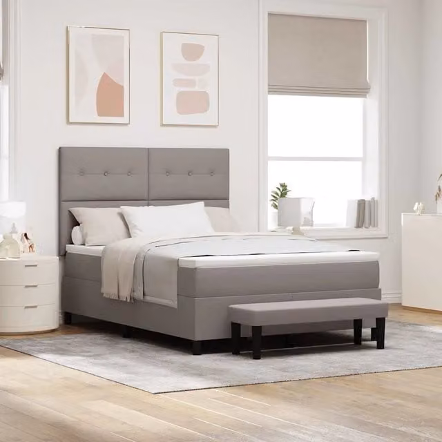 Letto Ibrido con Molle a Tasche e Testiera Talpa vidaXL in Tessuto Beige o Grigio L: 160 cm, P: 200 cm, H: 280 cm – 1