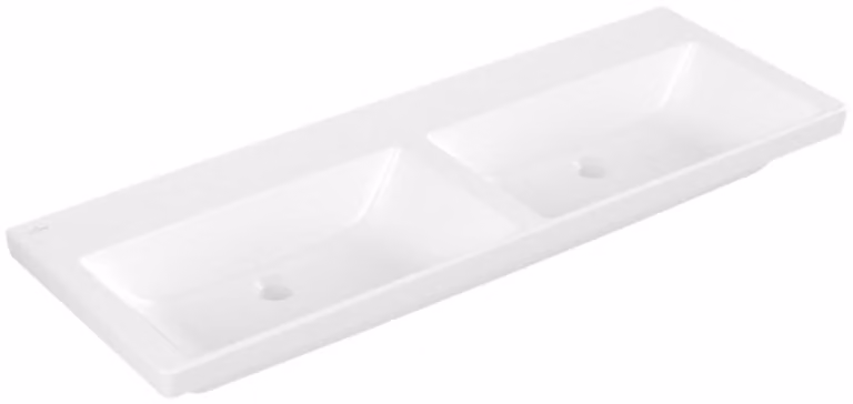 Villeroy & Boch Subway 3.0 lavabo double armoire, sans percement pour la robinetterie, sans trop-plein, non rectifié, 1300x475mm, 4A71D3RW, 4A71D3RW