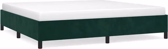 Letto matrimoniale moderno in velluto verde scuro con struttura imbottita e doghe in legno L/P/H: 200 x 200 x 35 cm – 1
