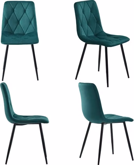 Sedia da pranzo (4 pezzi), verde scuro, set di 4 sedie imbottite di design, sedia da pranzo in velluto twill, sedia da cucina con schienale, seduta in