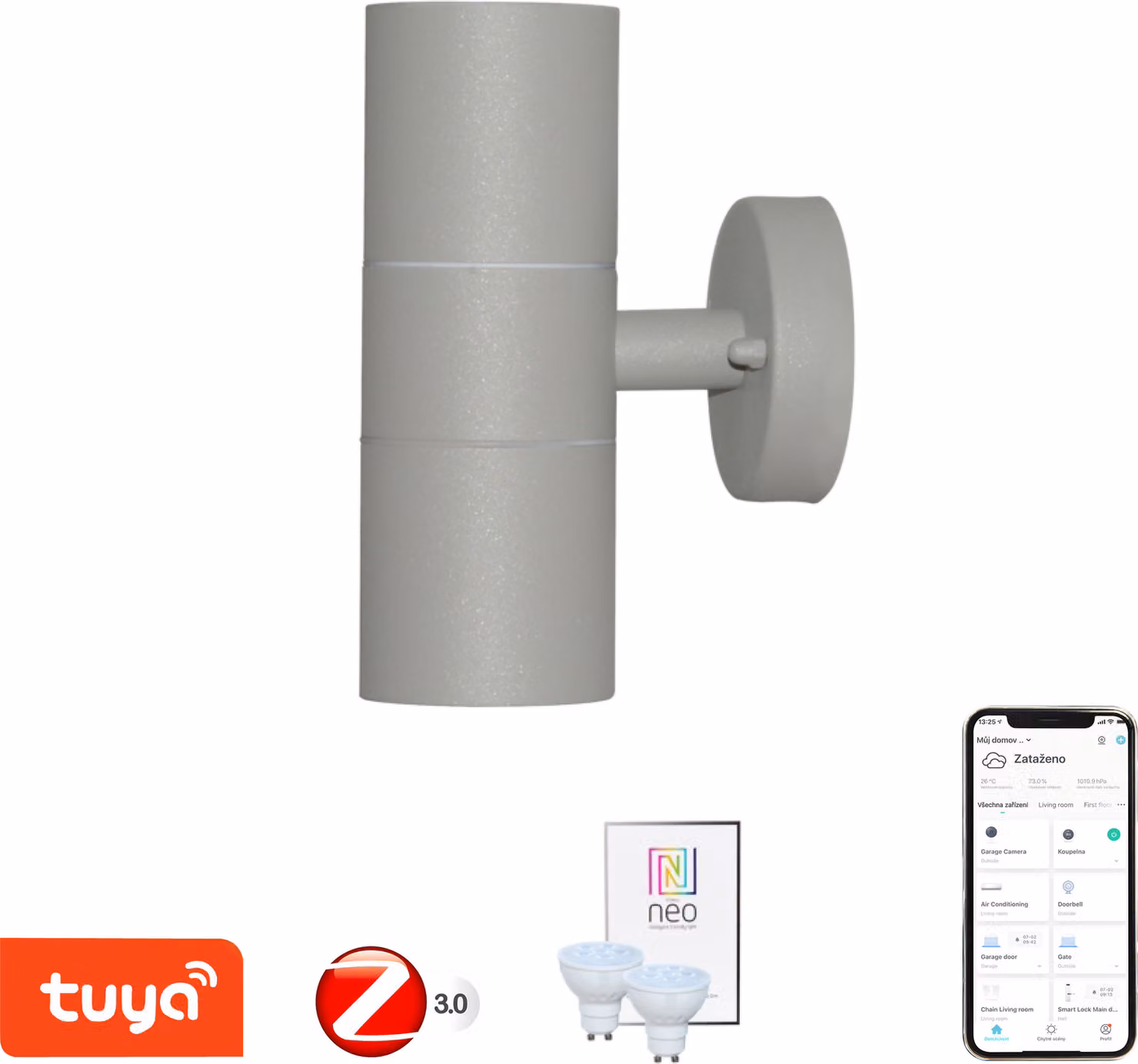 Immax NEO PARED double Smart grigio faretto da parete per esterni 2x GU10 Zigbee 3.0