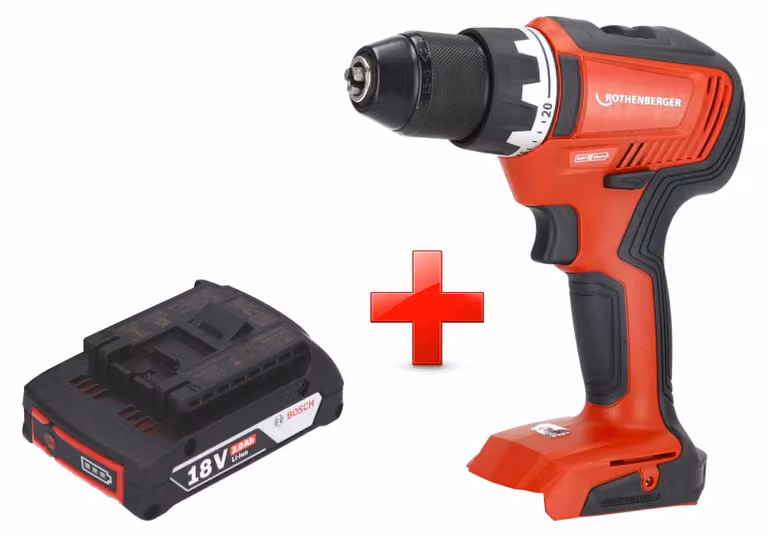 Avvitatore a batteria Rothenberger RO DD55 18 V 55 Nm Brushless AMPShare + 1 batteria da 2,0 Ah - senza caricabatterie