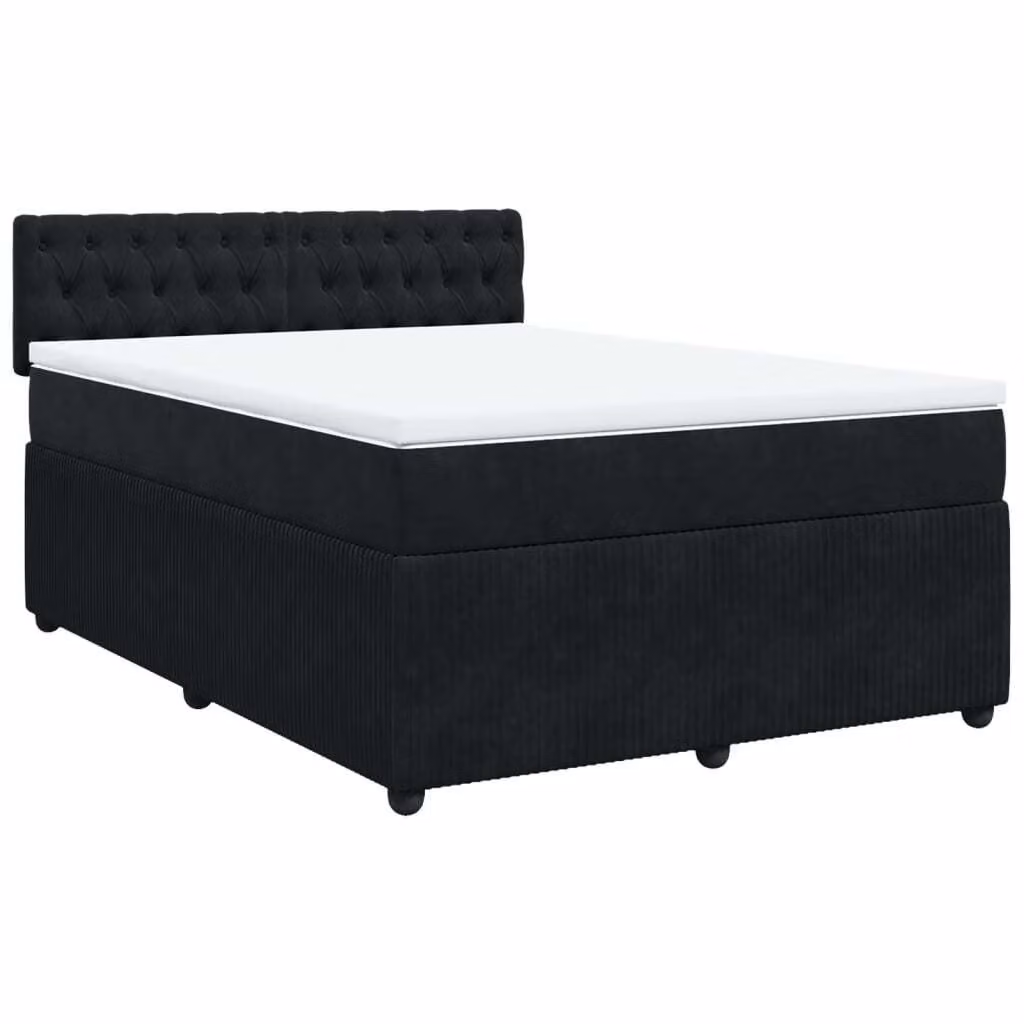 Giroletto a Molle con Materasso Nero 140x190 cm in Velluto