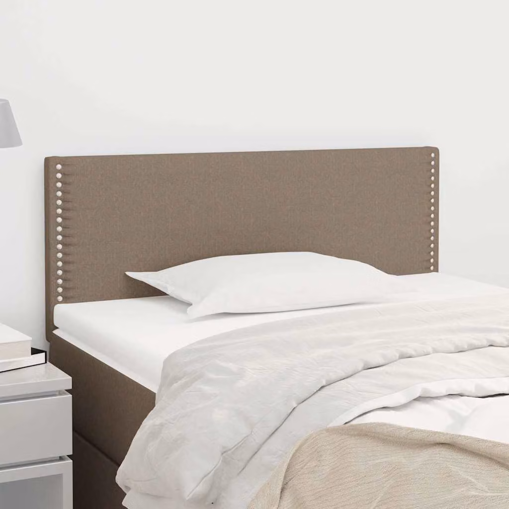 Testiera per letto vidaXL in tessuto beige e grigio con struttura in legno, L 90 cm, P 5 cm, H 78-88 cm