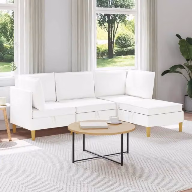Set di divani modulari con spazio di archiviazione 4 pz Bianco 3413720